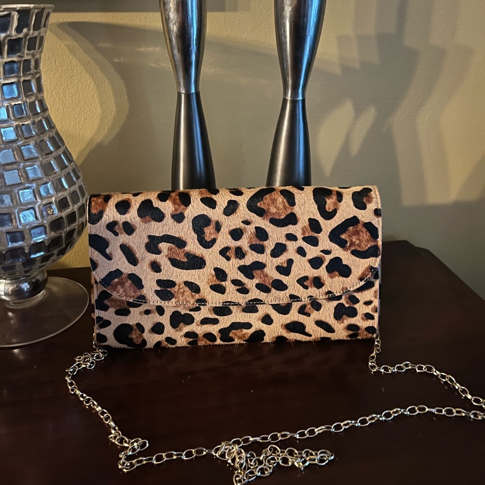 Nordstrom Genuine Calf Hair Leopard Clutch/Crossbody NWOT